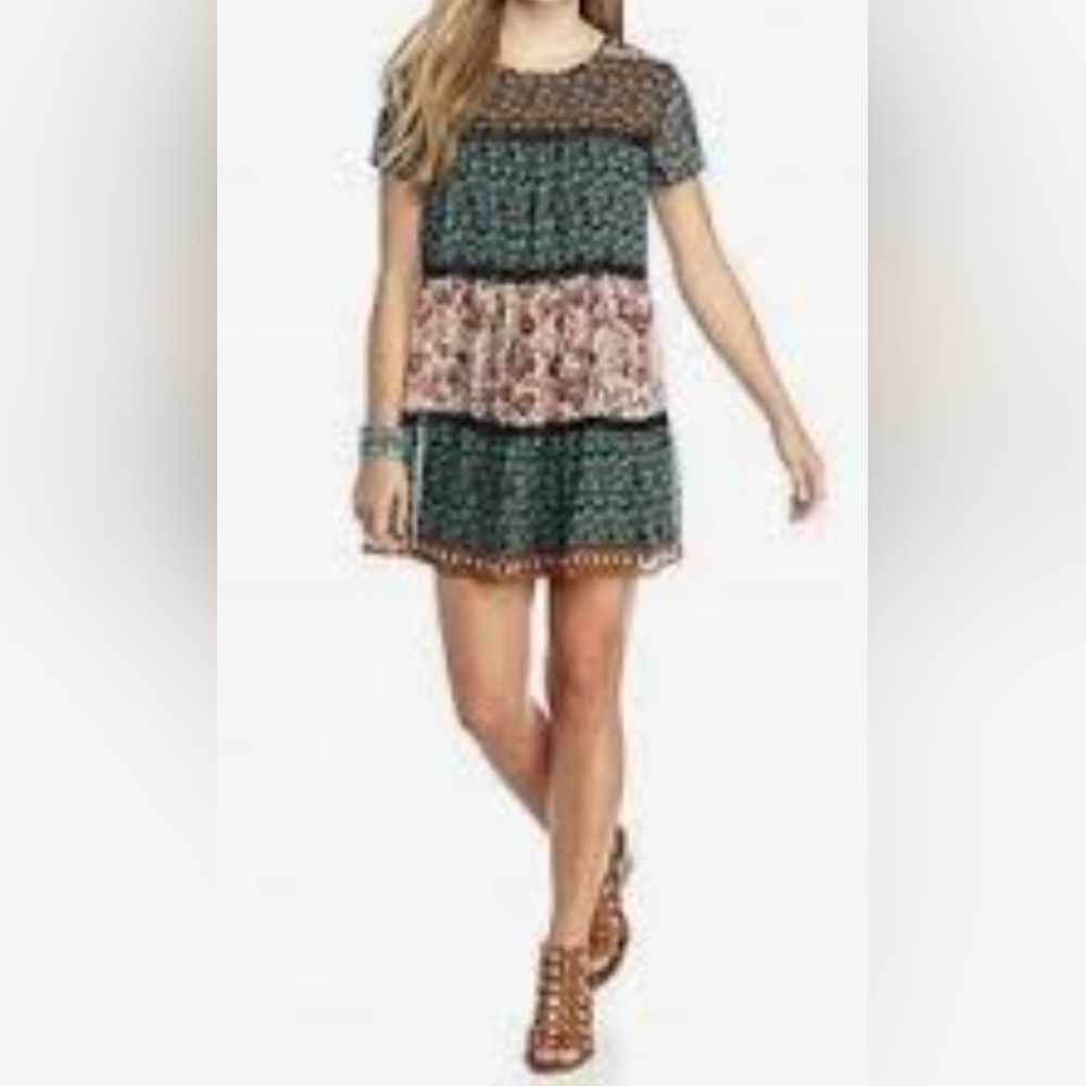 City Triangles Boho Colorblock Mini Dress